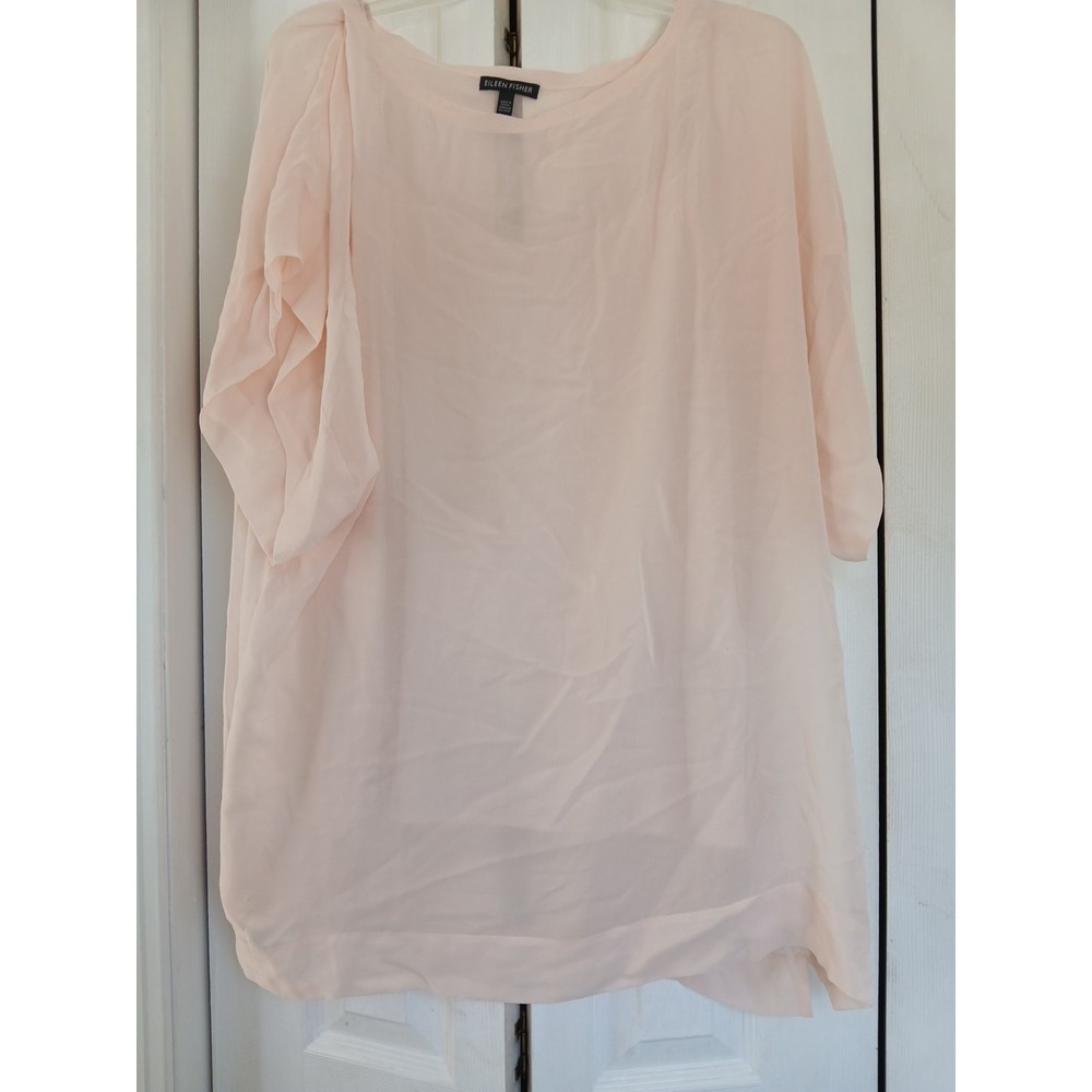 Eileen‎ Fisher Sheer Silk Top Oversized Sheer Long With Tank Pale Pink Size M